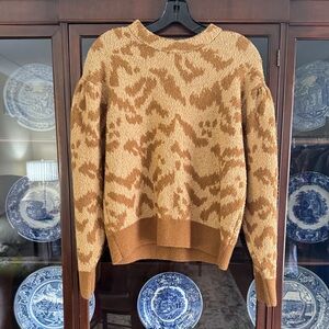 Ulla Johnson Tan and Brown Crewneck Sweater